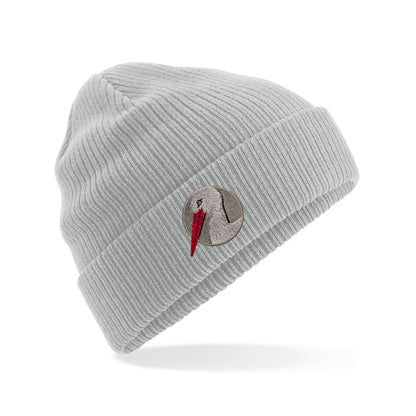 White Stork Portrait Embroidered Beanie