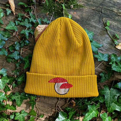 Fly Agaric Mushroom Embroidered Beanie