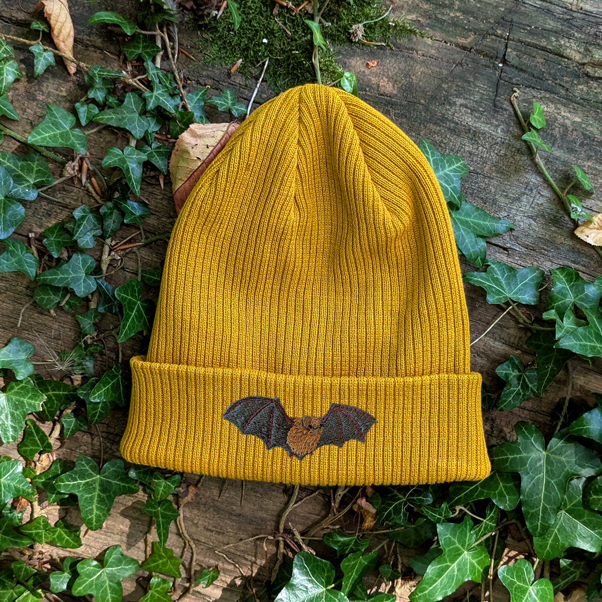 Noctule Bat Embroidered Beanie