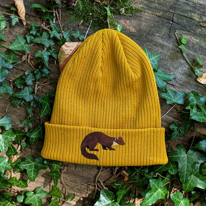Pine Marten Embroidered Beanie