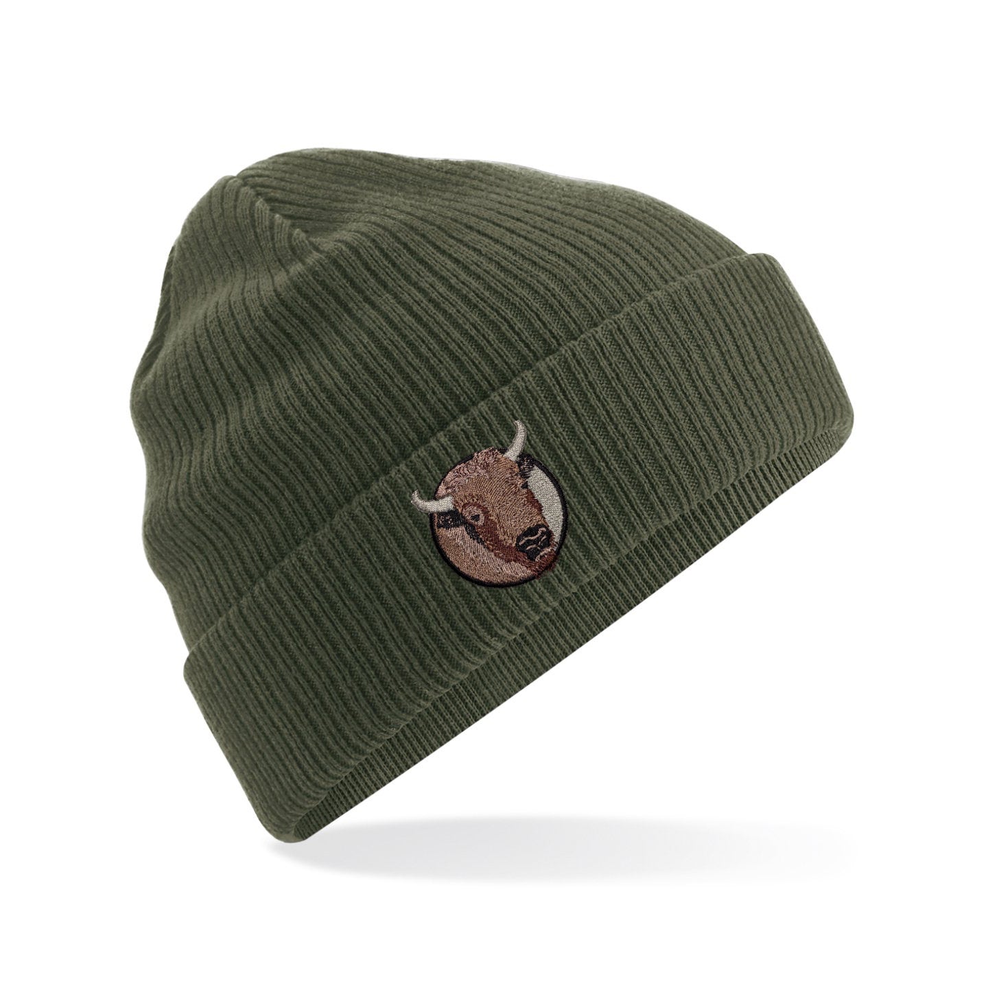 Bison Portrait Embroidered Beanie