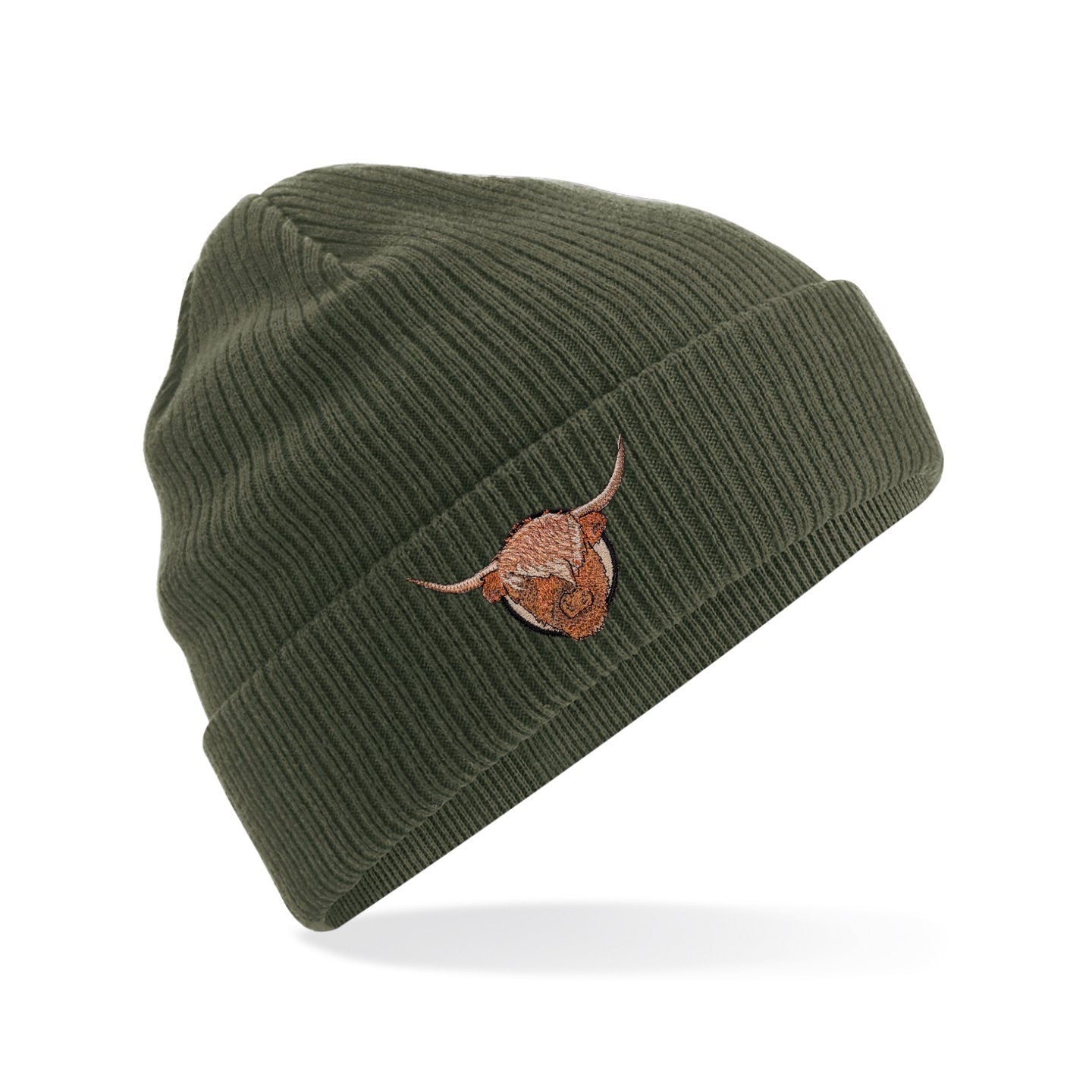 Highland Cow Embroidered Beanie
