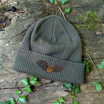 Noctule Bat Embroidered Beanie