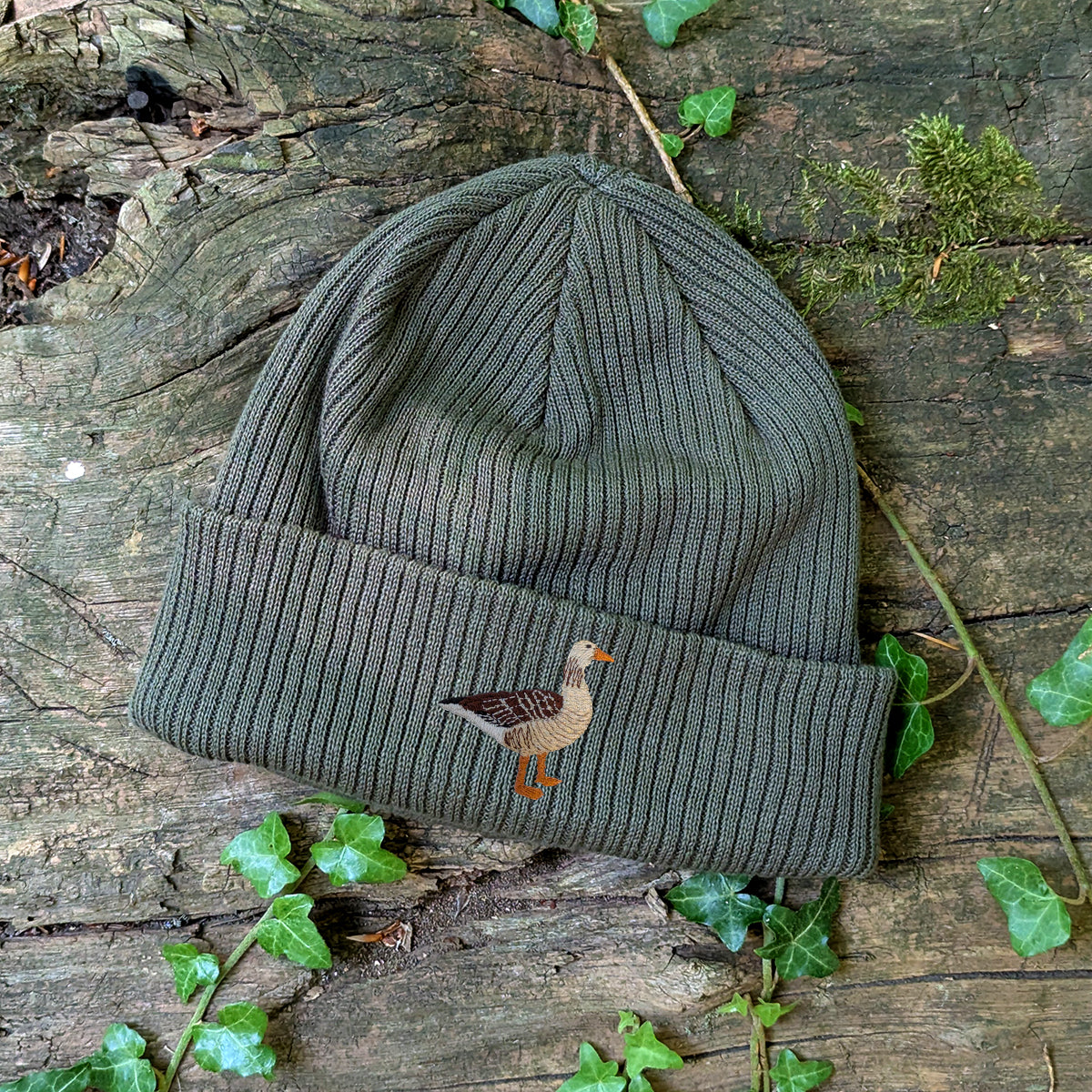 Greylag Goose Embroidered Beanie