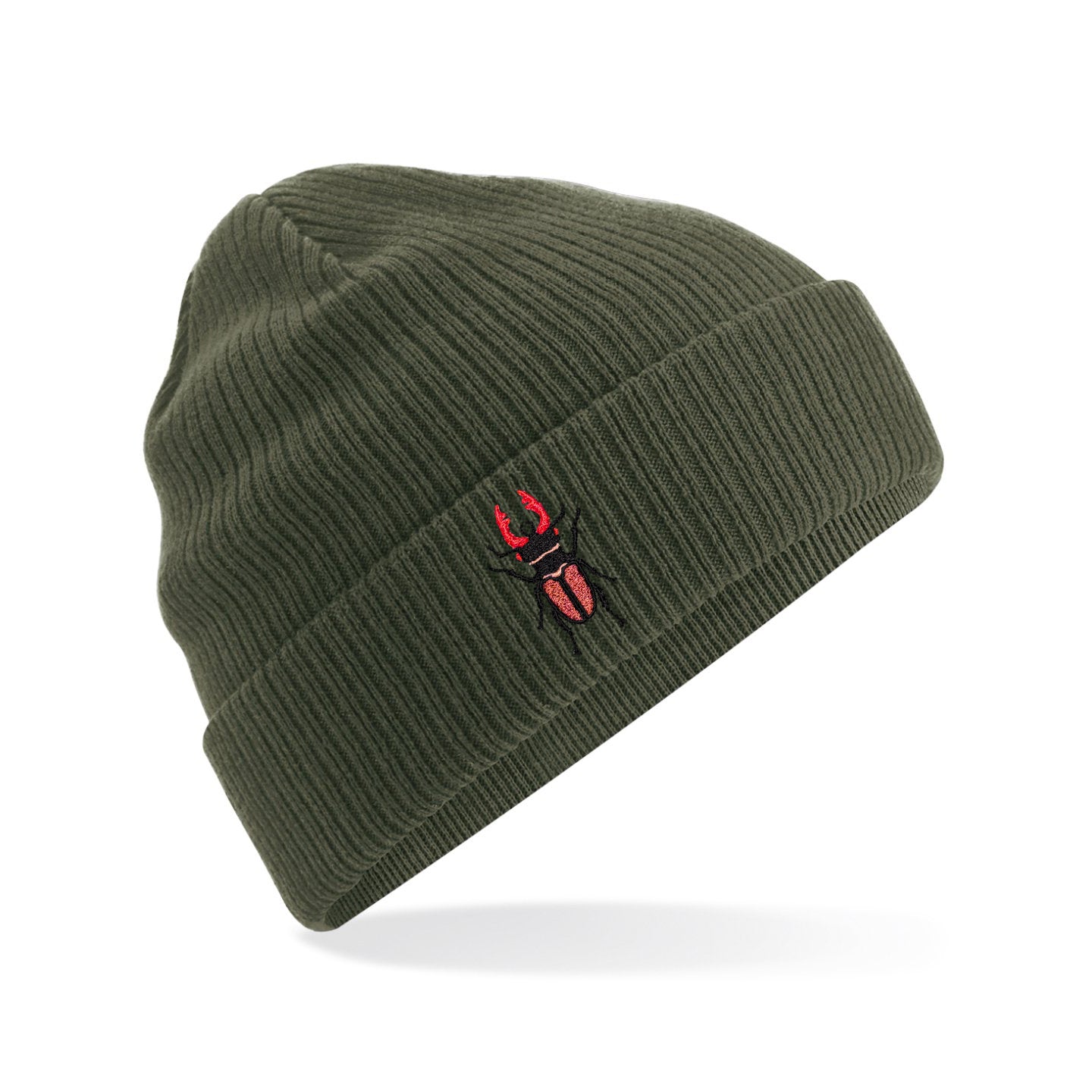 Stag Beetle Embroidered Beanie