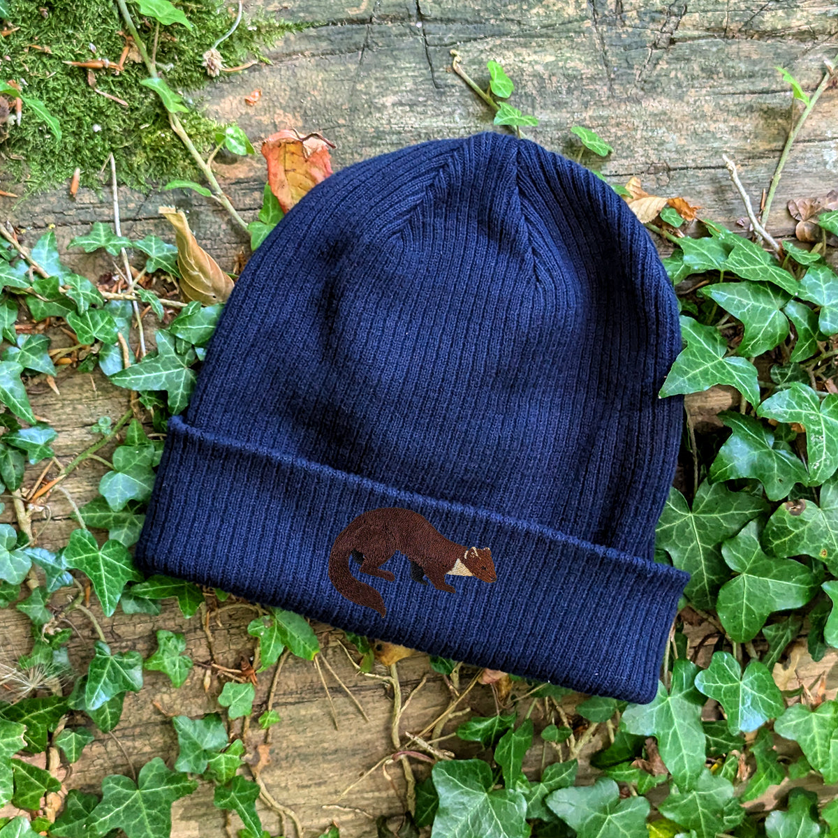 Pine Marten Embroidered Beanie