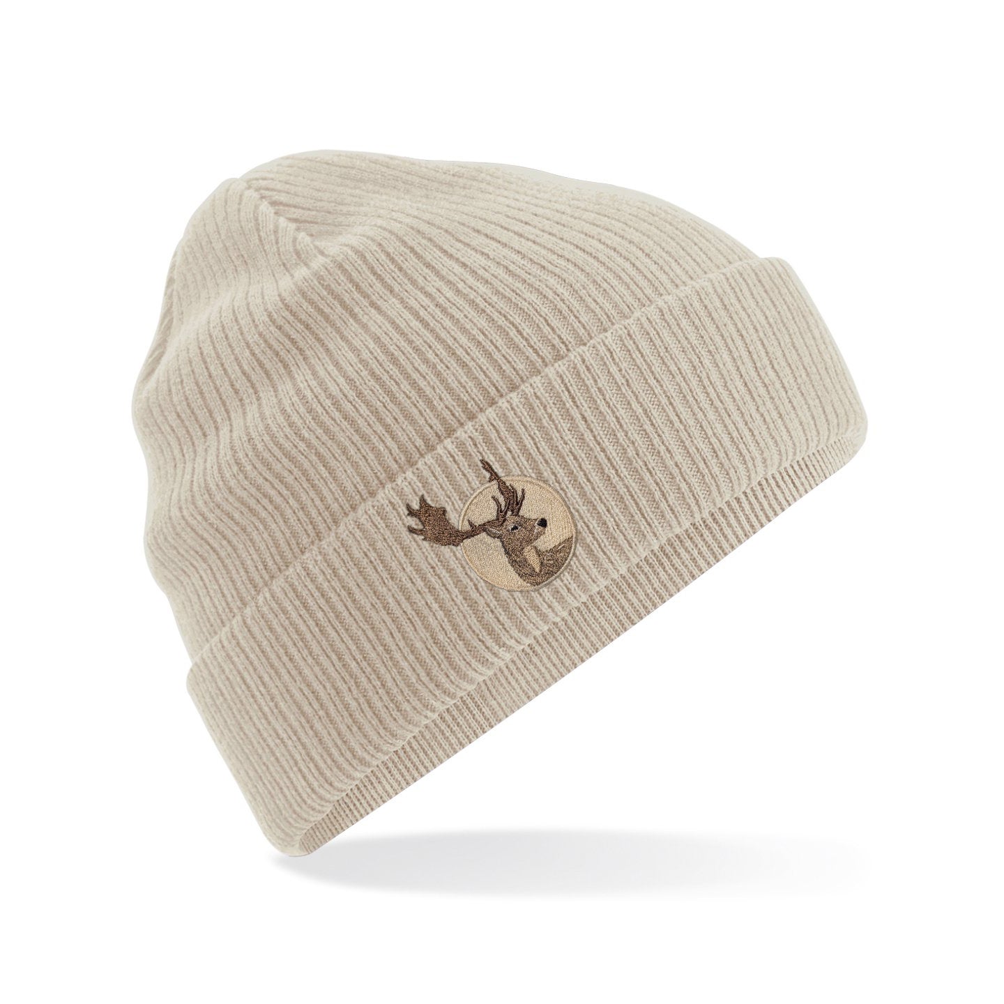 Fallow Deer Portrait Embroidered Beanie