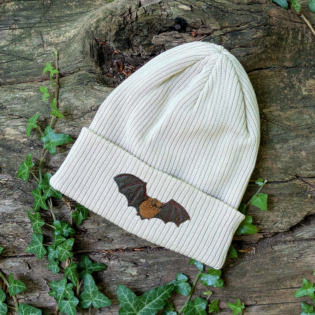 Noctule Bat Embroidered Beanie