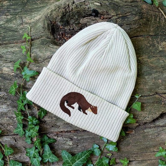 Pine Marten Embroidered Beanie
