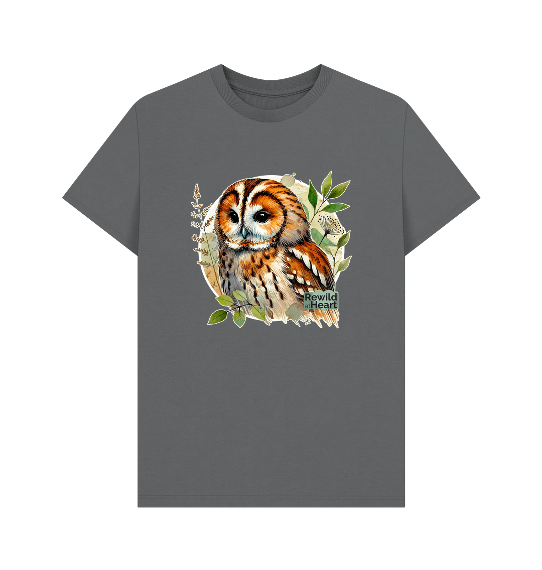 Slate Grey Tawny Owl Forest Men's T-Shirt