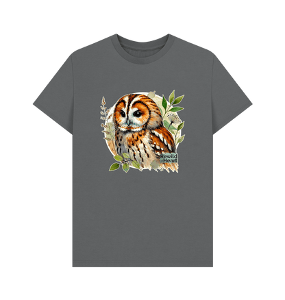 Slate Grey Tawny Owl Forest Men's T-Shirt