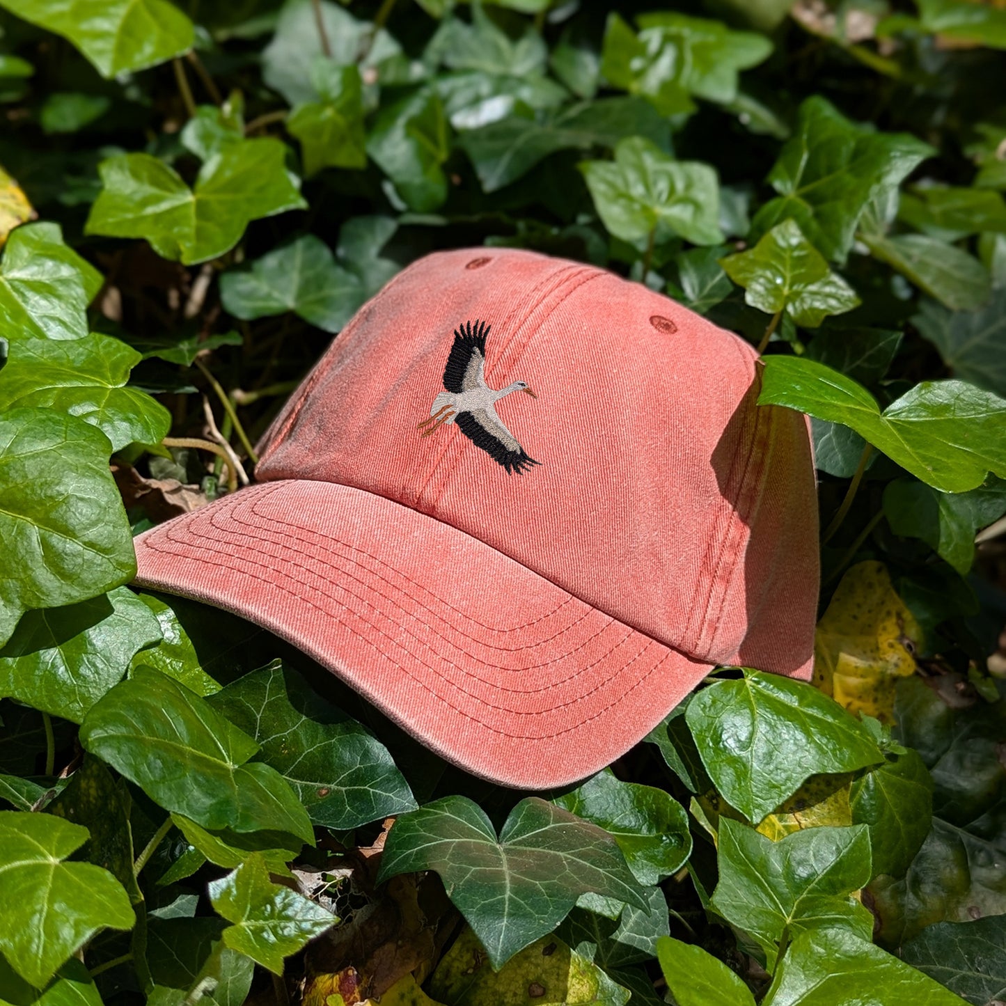 White Stork Flight Embroidered Baseball Cap