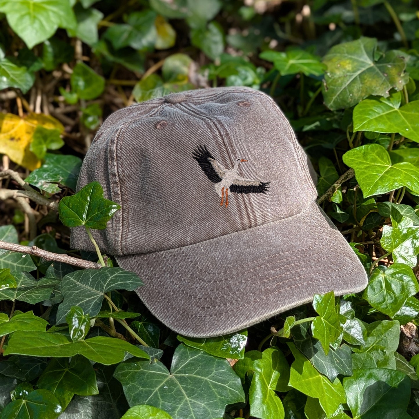 White Stork Flight Embroidered Baseball Cap