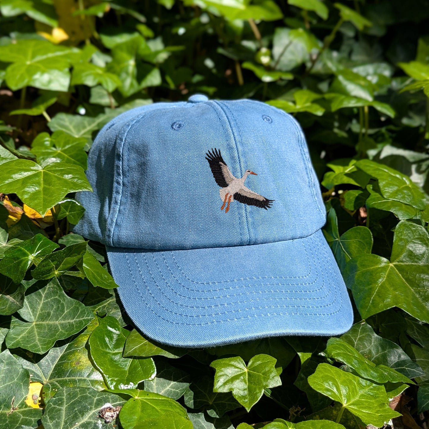 White Stork Flight Embroidered Baseball Cap