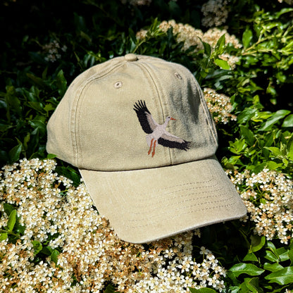 White Stork Flight Embroidered Baseball Cap