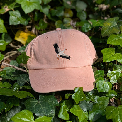 White Stork Flight Embroidered Baseball Cap