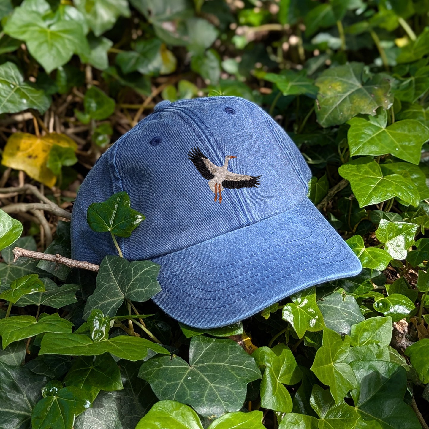 White Stork Flight Embroidered Baseball Cap