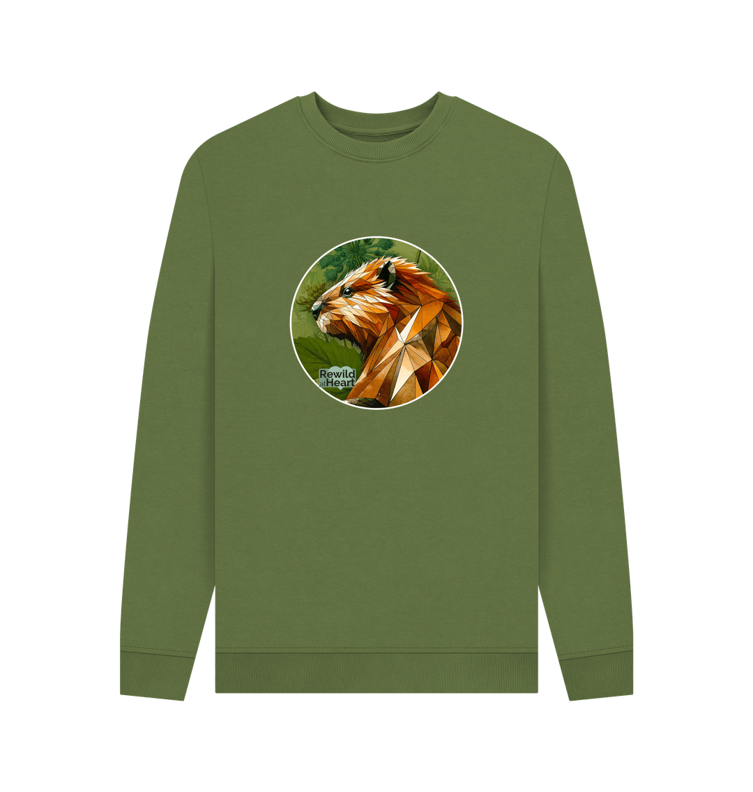 Khaki Printed Sweater Front