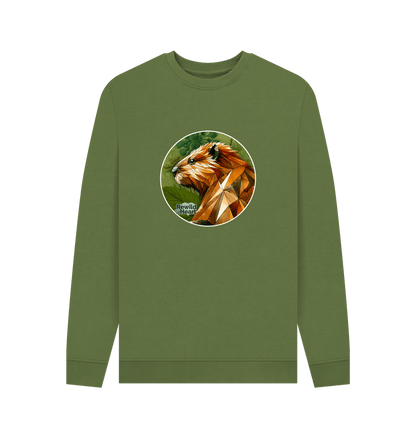 Khaki Printed Sweater Front