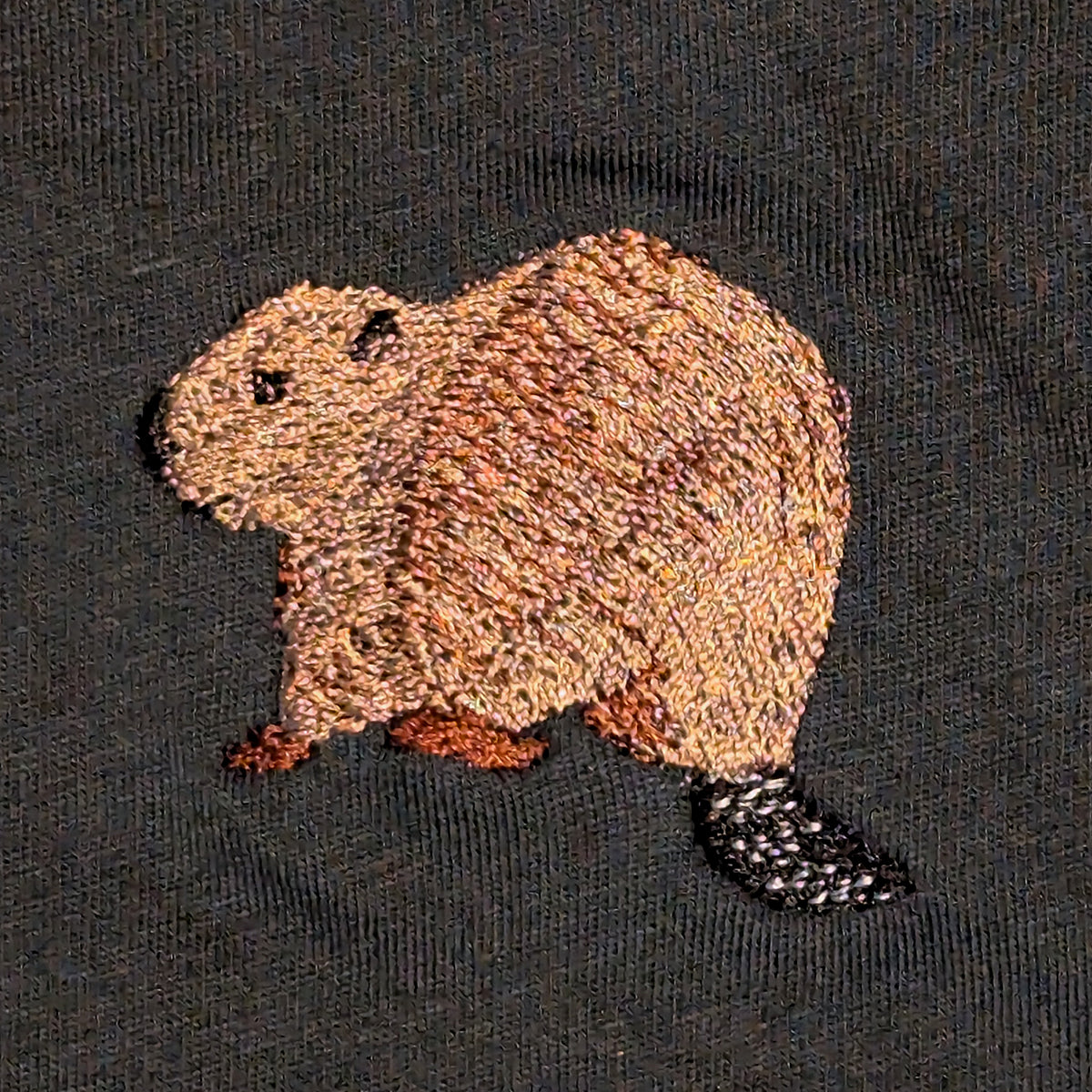 Closeup photo of the Beaver Riverside embroidery design