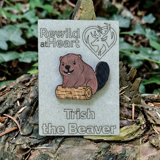 Beaver Wooden Pin Badge