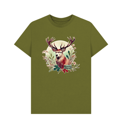 Moss Green Red Deer Stag Spirit Men's T-Shirt