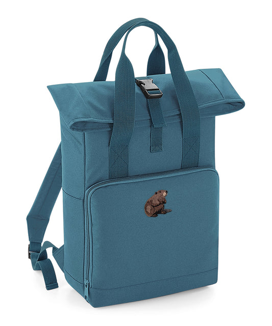 Beaver Embroidered Recycled Roll-Top Backpack