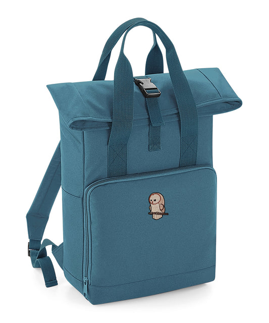 Barn Owl Cute Embroidered Recycled Roll-Top Backpack