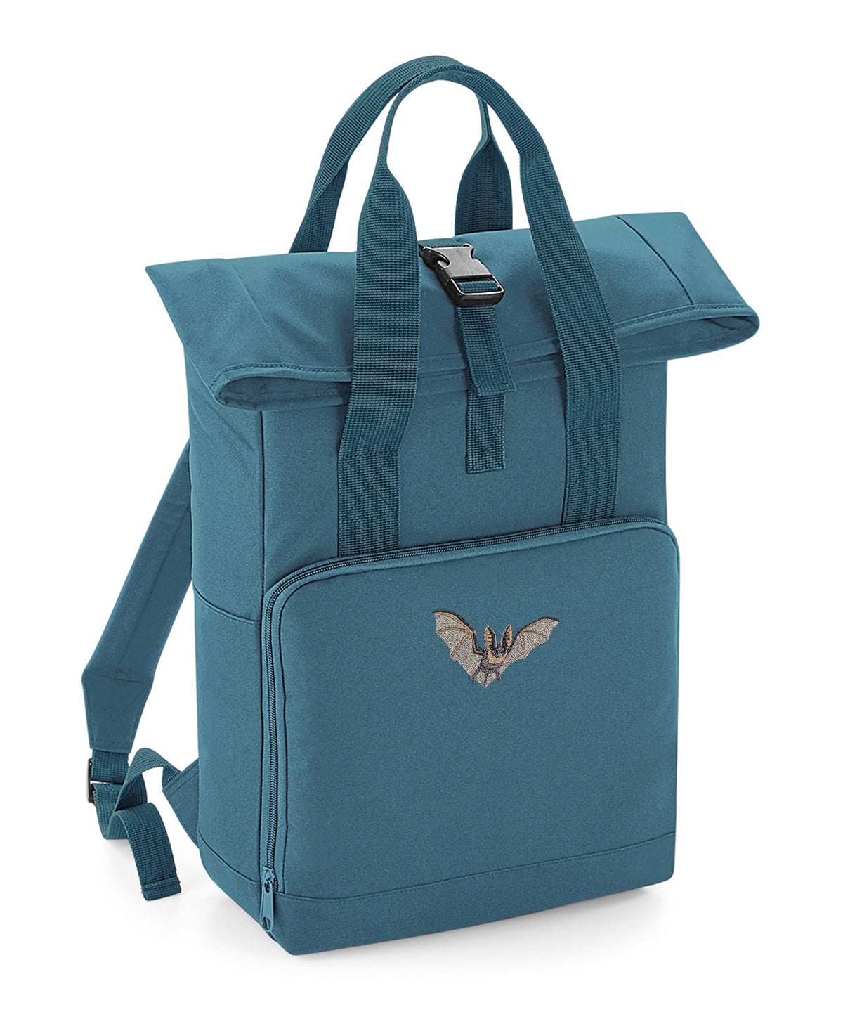 Grey Long-Eared Bat Embroidered Recycled Roll-Top Backpack
