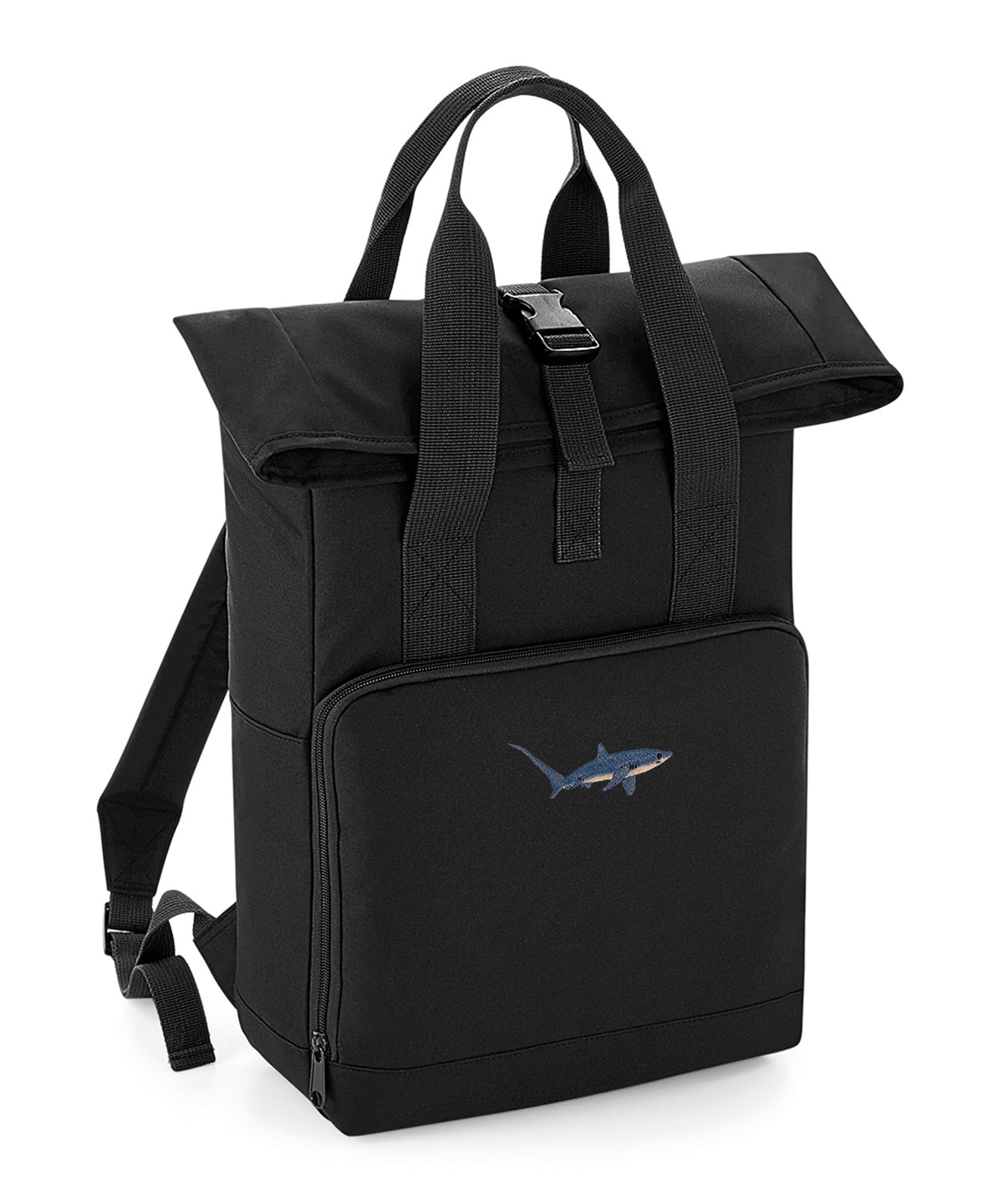 Thresher Shark Embroidered Recycled Roll-Top Backpack