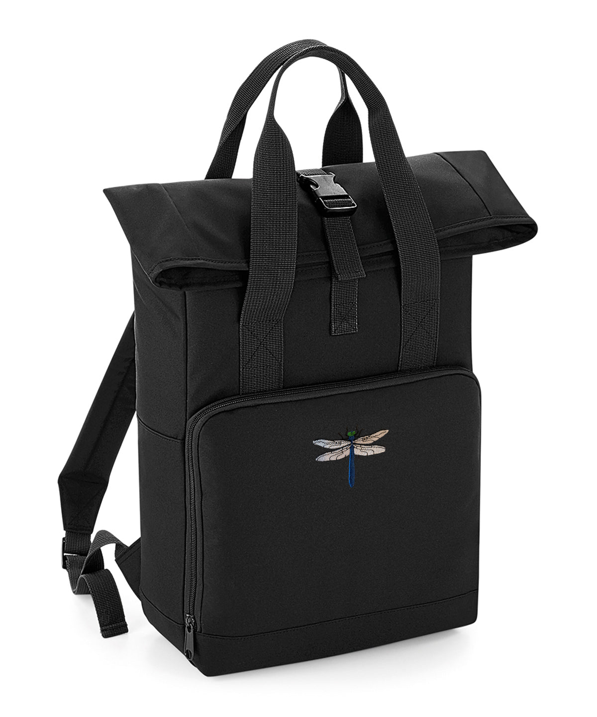 Dragonfly Embroidered Recycled Roll-Top Backpack