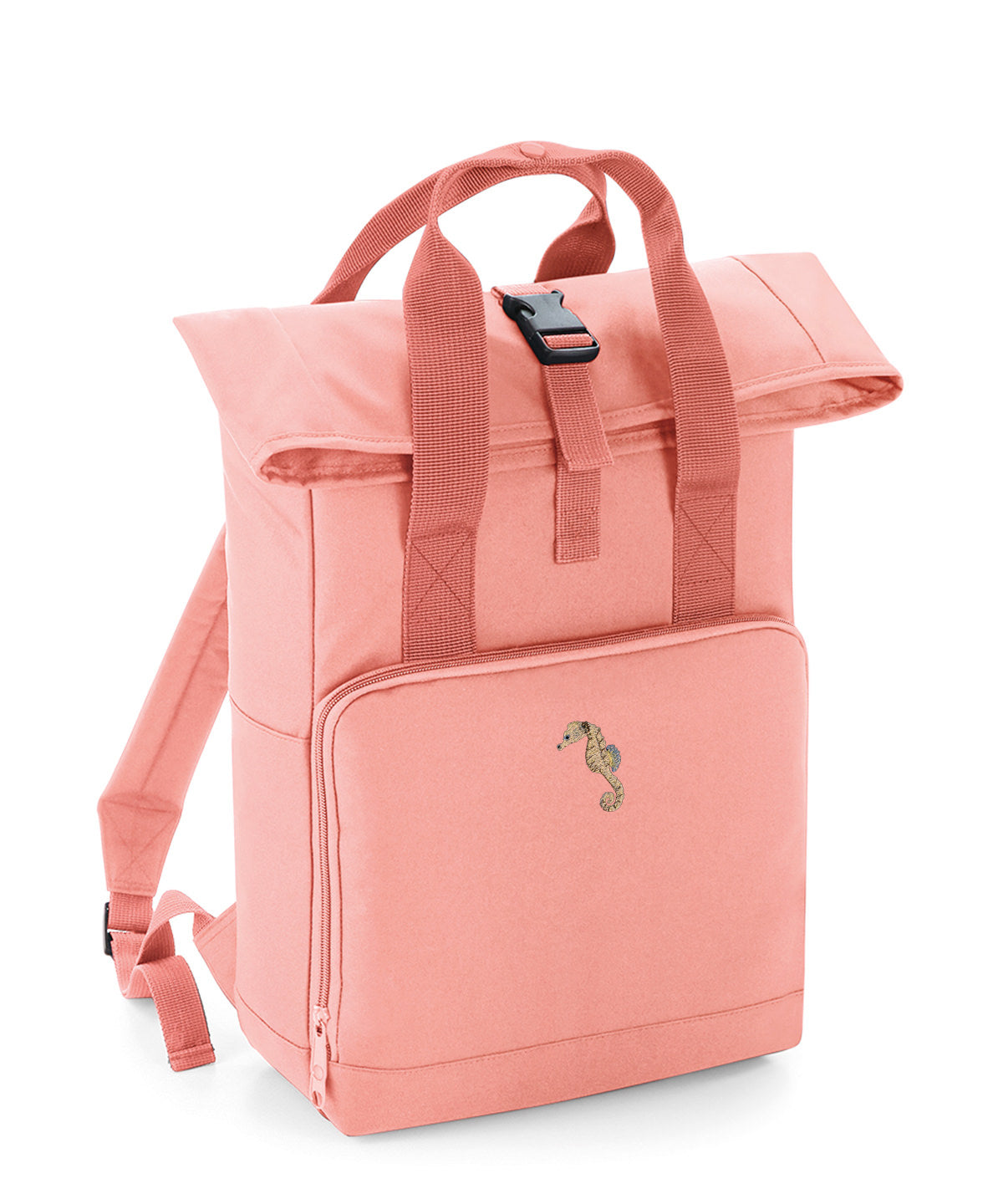 Seahorse Embroidered Recycled Roll-Top Backpack