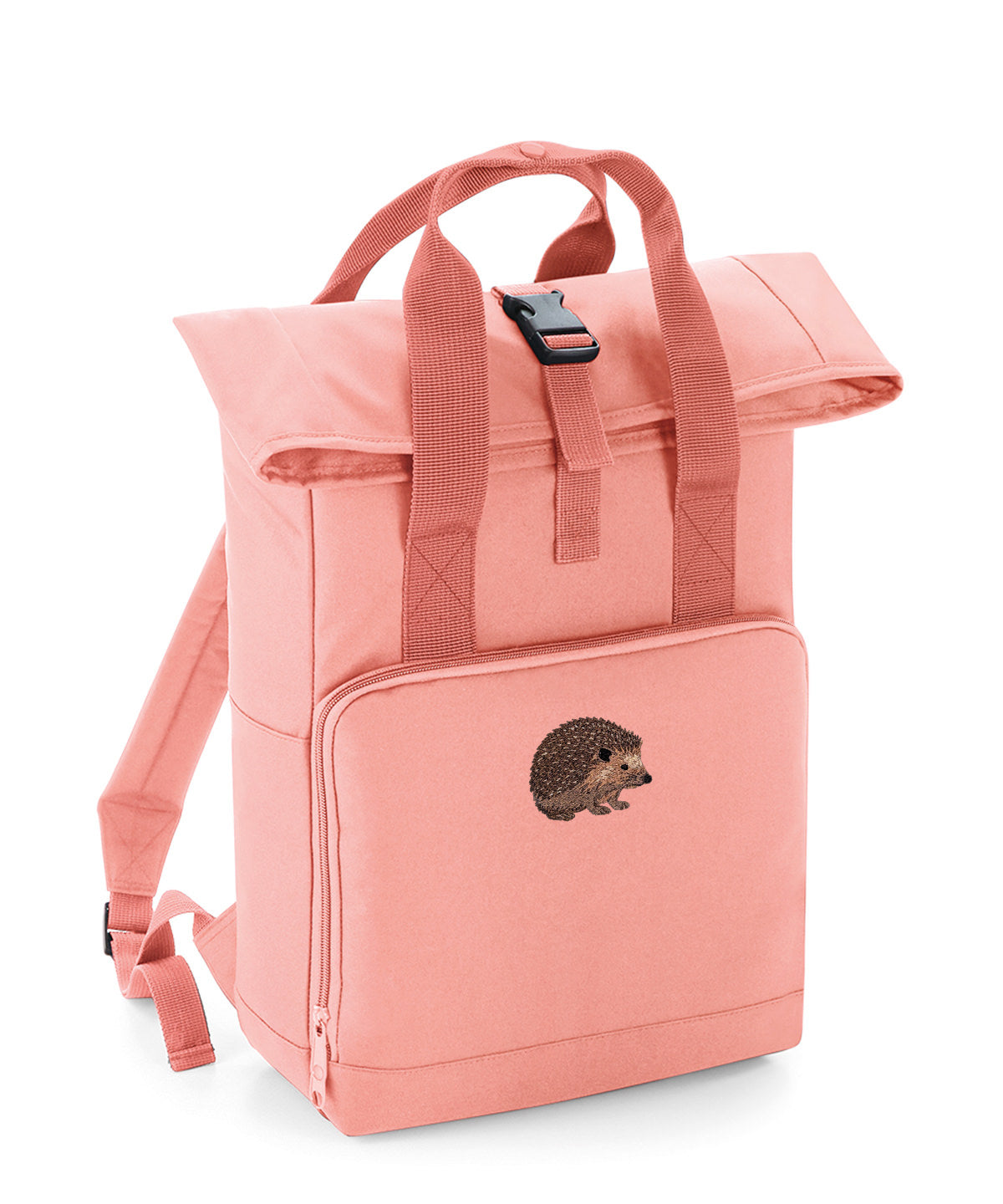 Hedgehog Embroidered Recycled Roll-Top Backpack