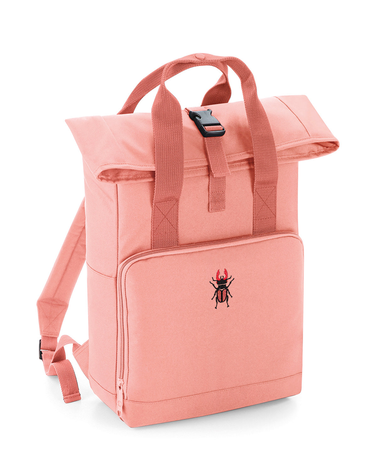 Stag Beetle Embroidered Recycled Roll-Top Backpack
