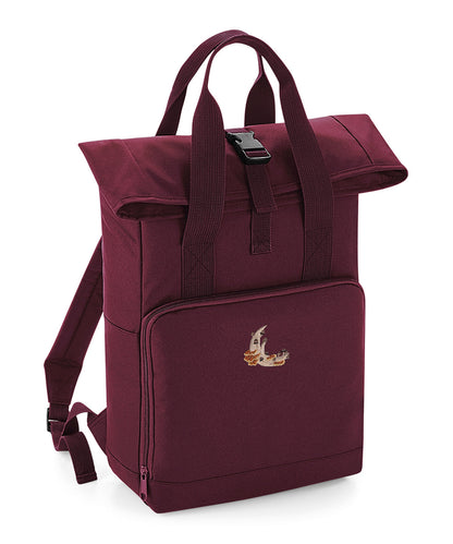 Mushroom Moon Crescent Embroidered Recycled Roll-Top Backpack