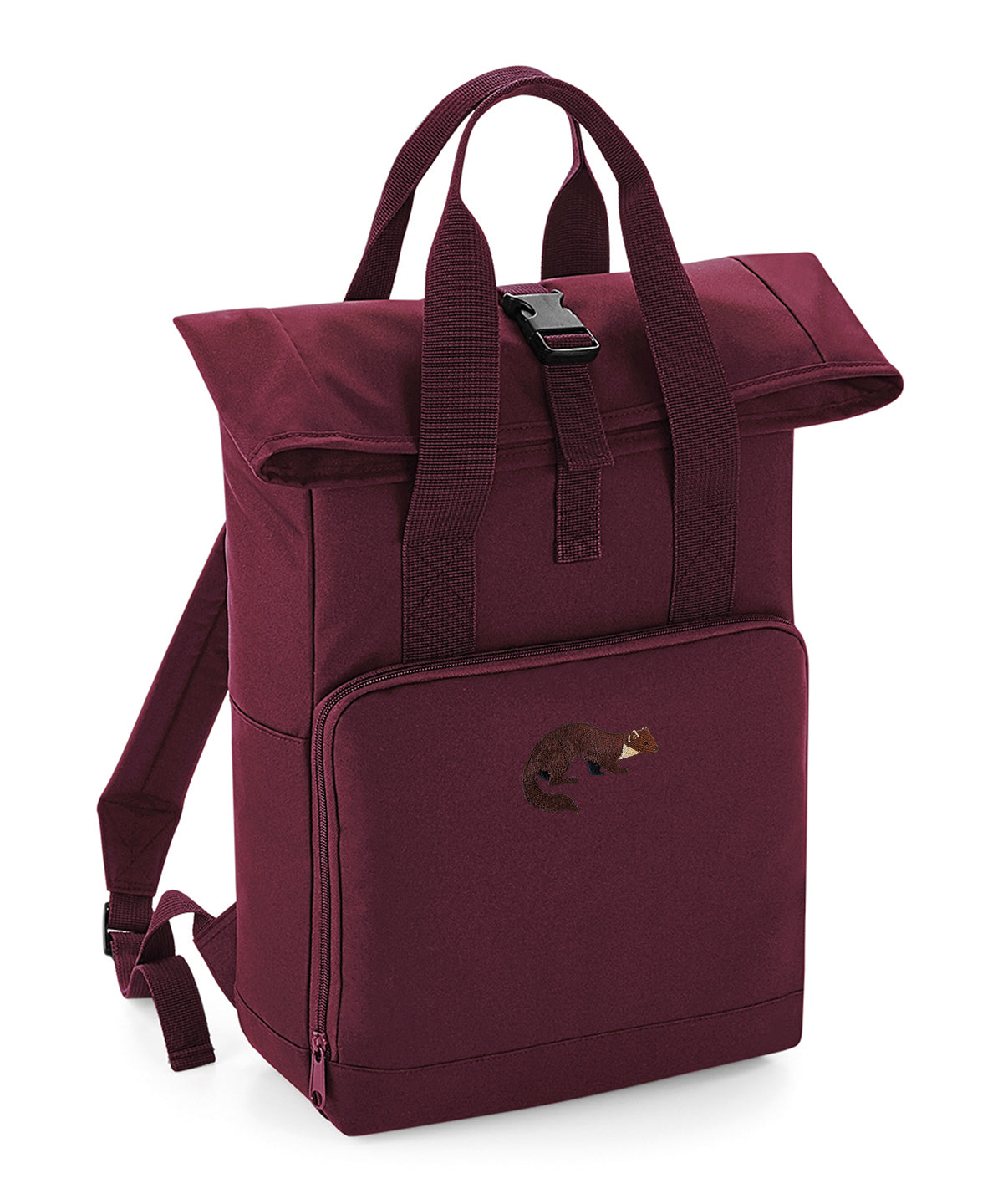 Pine Marten Embroidered Recycled Roll-Top Backpack