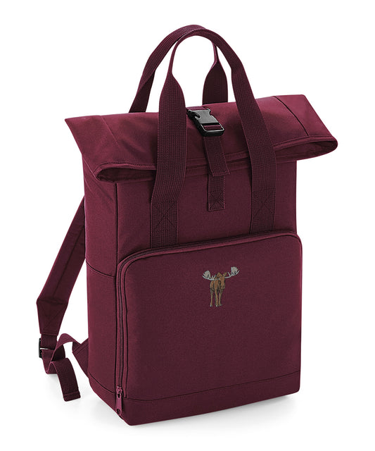 Moose Embroidered Recycled Roll-Top Backpack