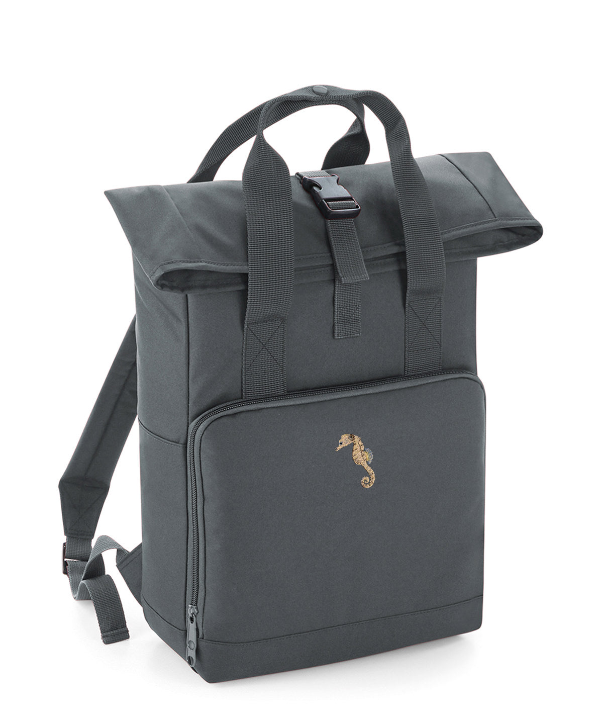 Seahorse Embroidered Recycled Roll-Top Backpack