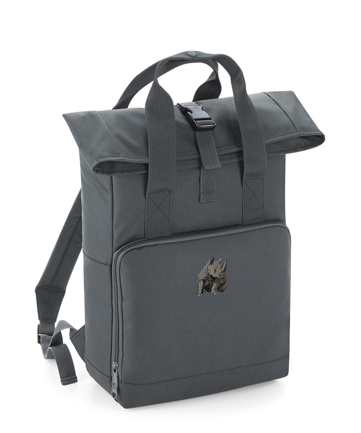 Rhino Embroidered Recycled Roll-Top Backpack