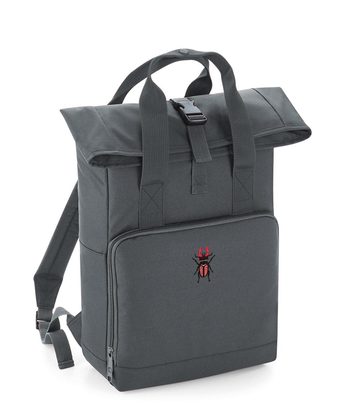 Stag Beetle Embroidered Recycled Roll-Top Backpack