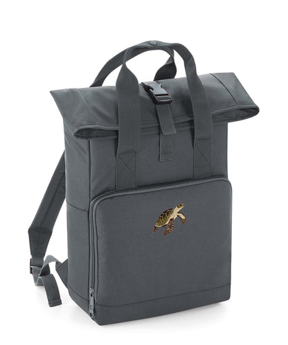 Turtle Embroidered Recycled Roll-Top Backpack