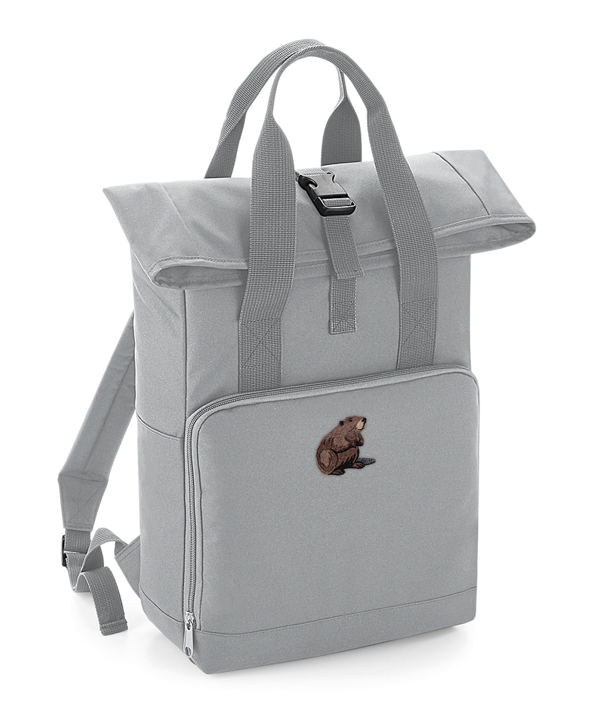 Beaver Embroidered Recycled Roll-Top Backpack