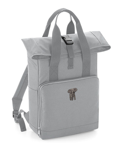 Elephant Embroidered Recycled Roll-Top Backpack
