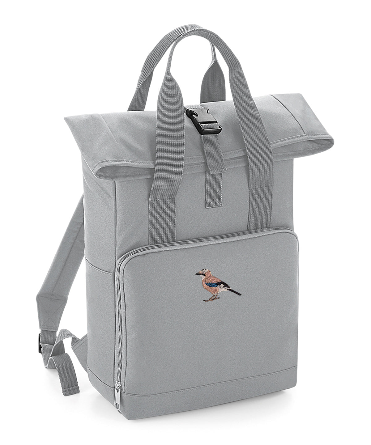 Eurasian Jay Embroidered Recycled Roll-Top Backpack
