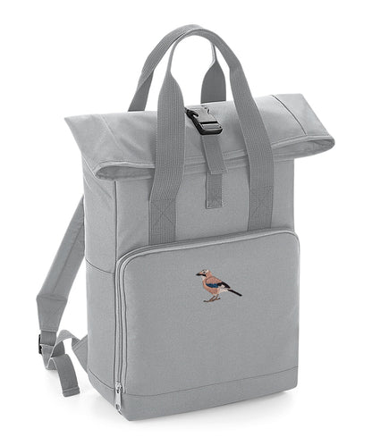 Eurasian Jay Embroidered Recycled Roll-Top Backpack