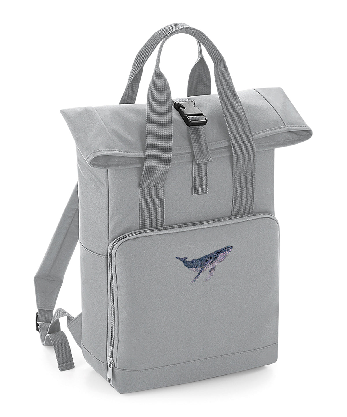 Humpback Whale Embroidered Recycled Roll-Top Backpack