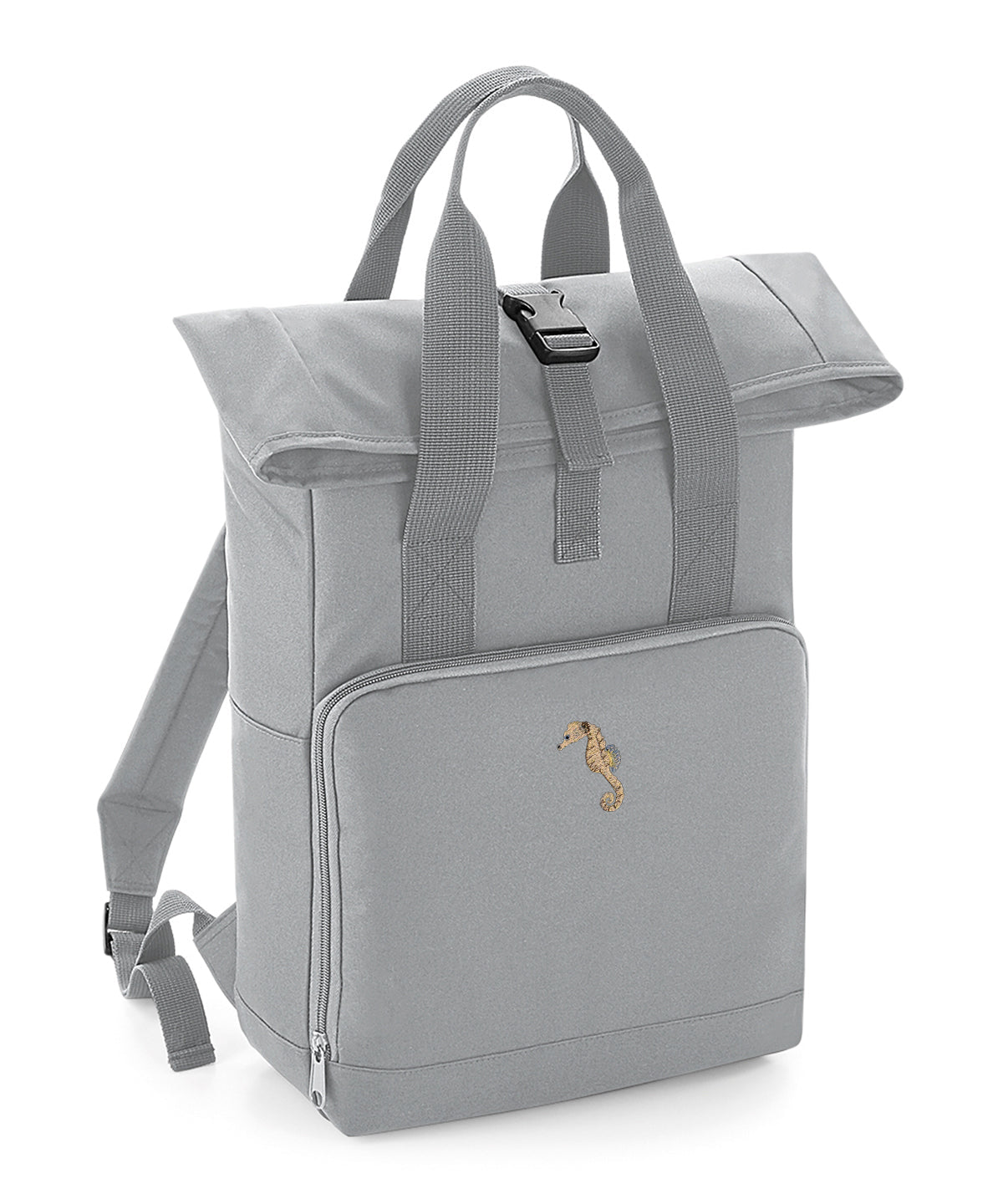 Seahorse Embroidered Recycled Roll-Top Backpack