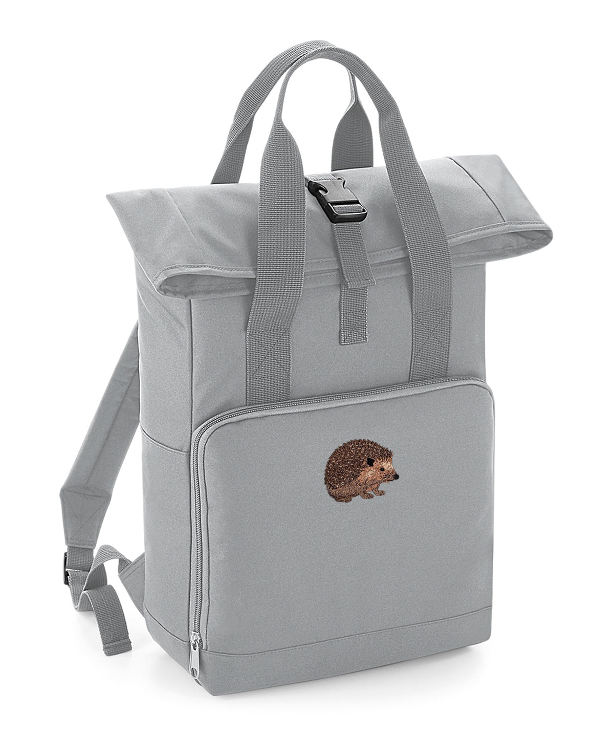 Hedgehog Embroidered Recycled Roll-Top Backpack