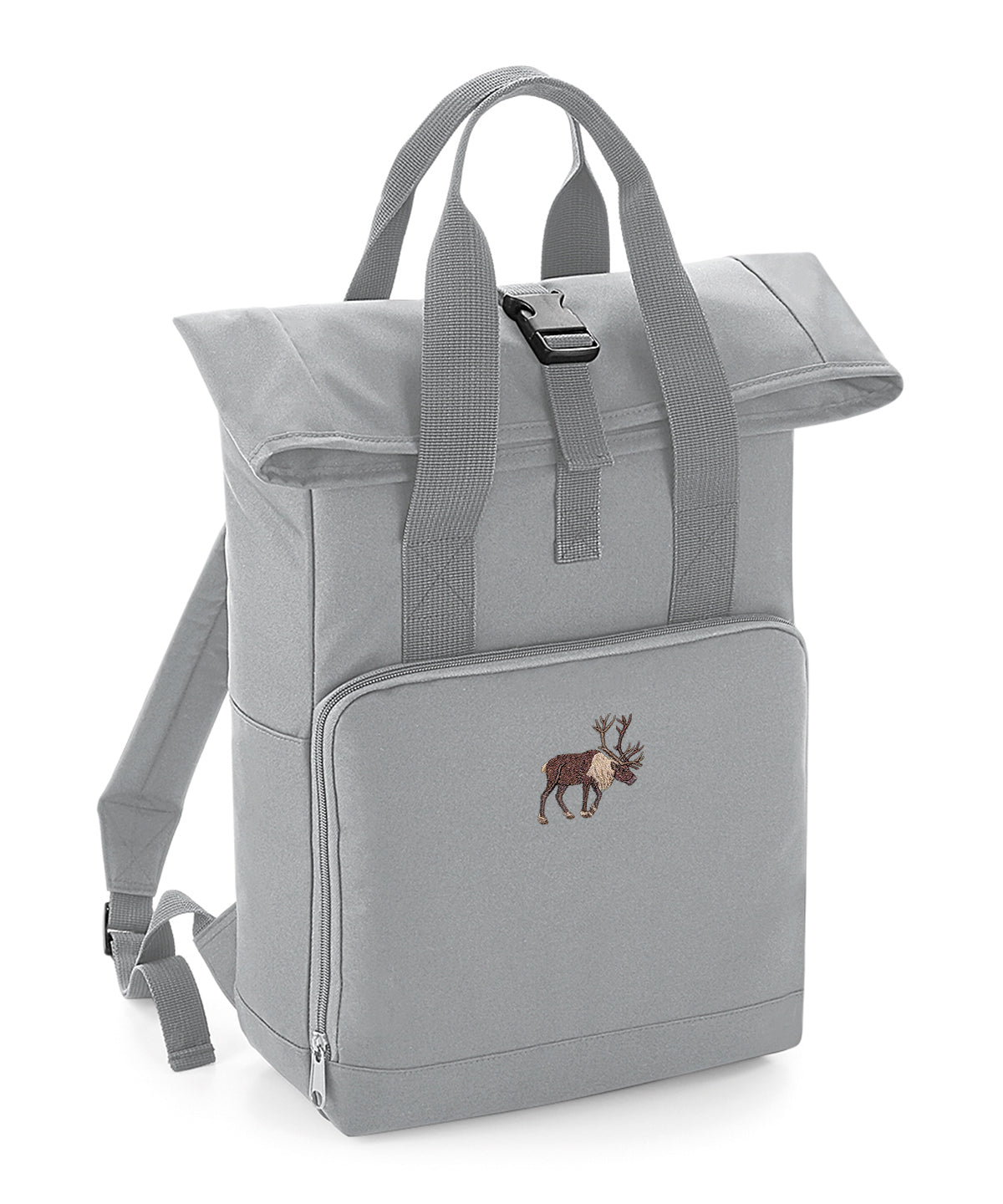 Reindeer Embroidered Recycled Roll-Top Backpack
