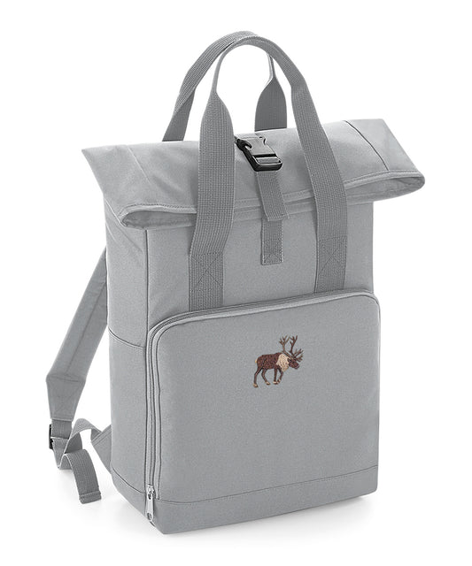 Reindeer Embroidered Recycled Roll-Top Backpack